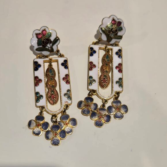 Enamel inlay inspired earrings - Picture 1 of 5